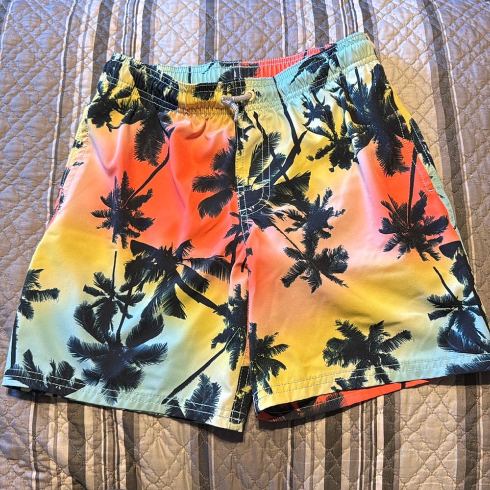 Wonder Nation Kid Boy Youth Palm Tree Swim Swimming Trunks with Back Pocket